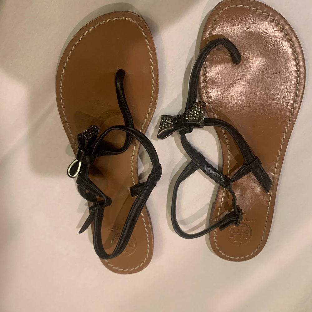 Tory Burch Bryan Pave Bow Flat Thong Sandal Size 7M - Picture 3 of 7